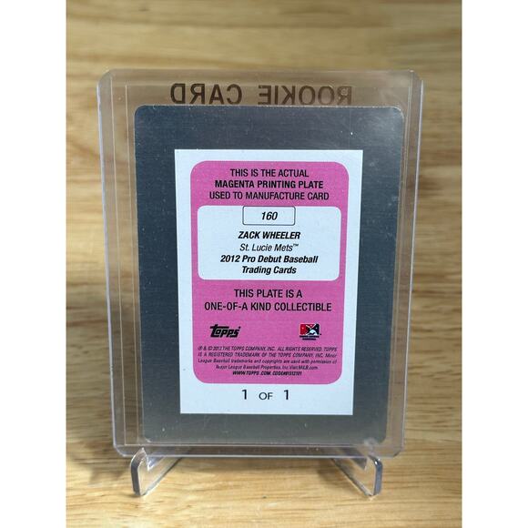 2012 Topps Pro Debut Zack Wheeler Magenta Printing Plate - 1 of 1 - Picture 2 of 2